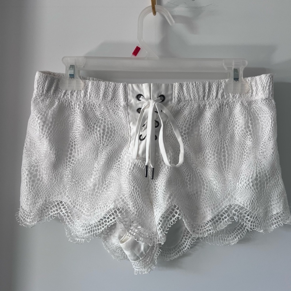 White Lace Mini Shorts